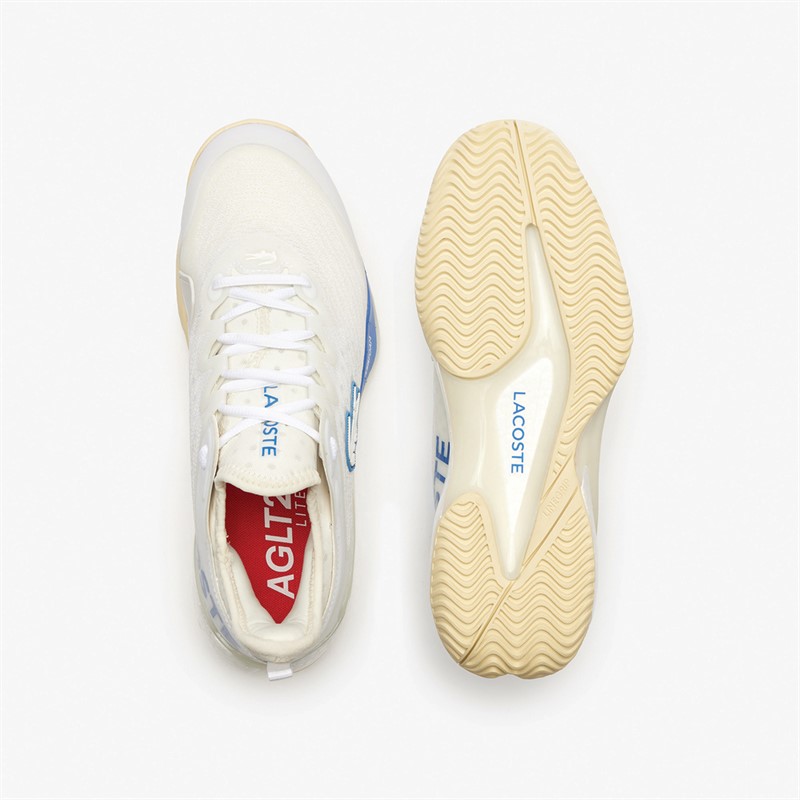 Lacoste Mens AG-LT23 Lite CC Clay Court Tennis Shoes White/Off White/Blue