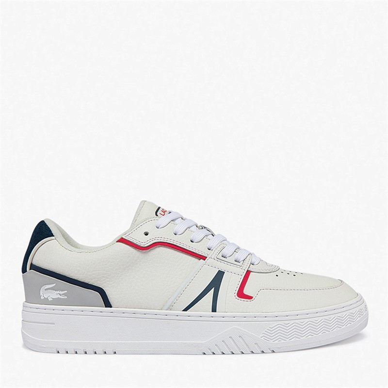 Lacoste Mens L001 Trainers White/Navy/Red