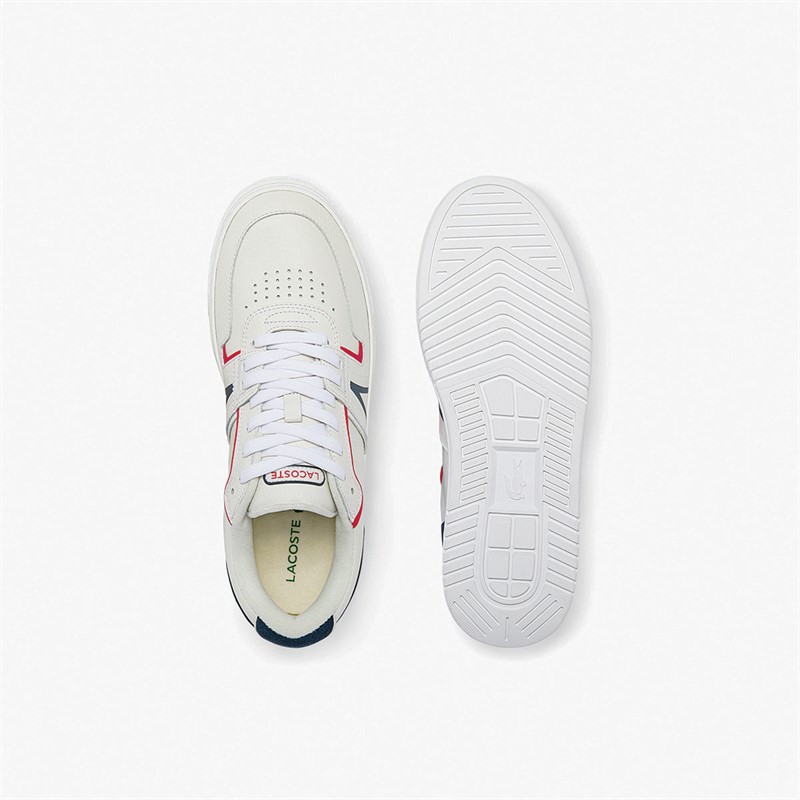 Lacoste Mens L001 Trainers White/Navy/Red