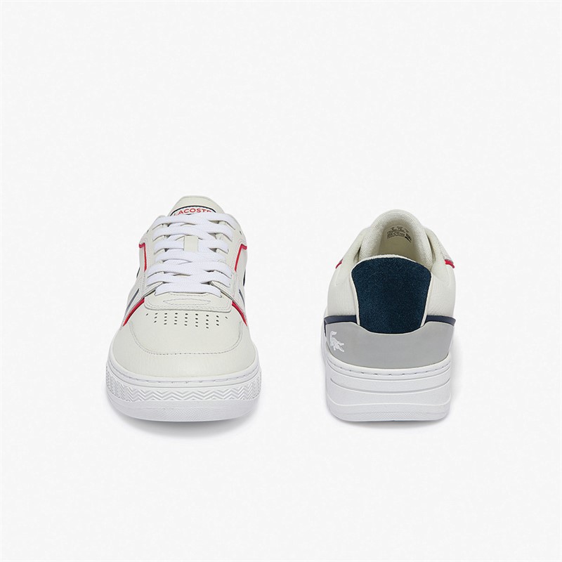 Lacoste Mens L001 Trainers White/Navy/Red