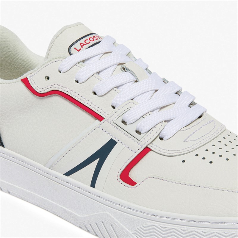 Lacoste Mens L001 Trainers White/Navy/Red