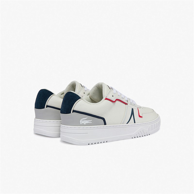 Lacoste Mens L001 Trainers White/Navy/Red