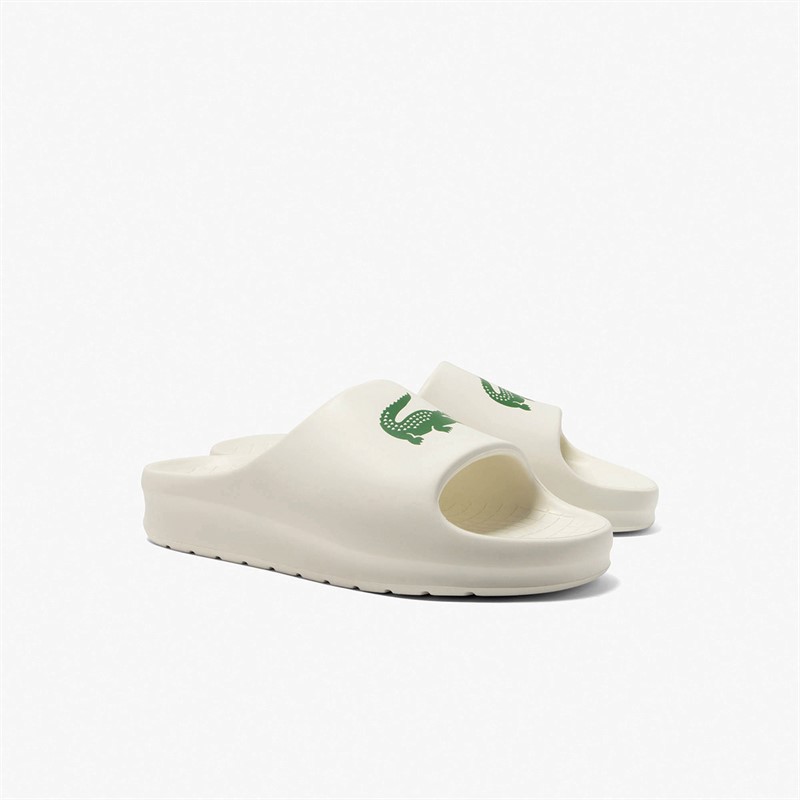 Lacoste Mens Serve Slides 2.0 Off White/Dark Green