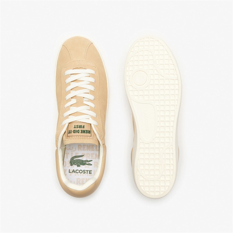 Lacoste Mens Baseshot Trainers Light Brown/Off White