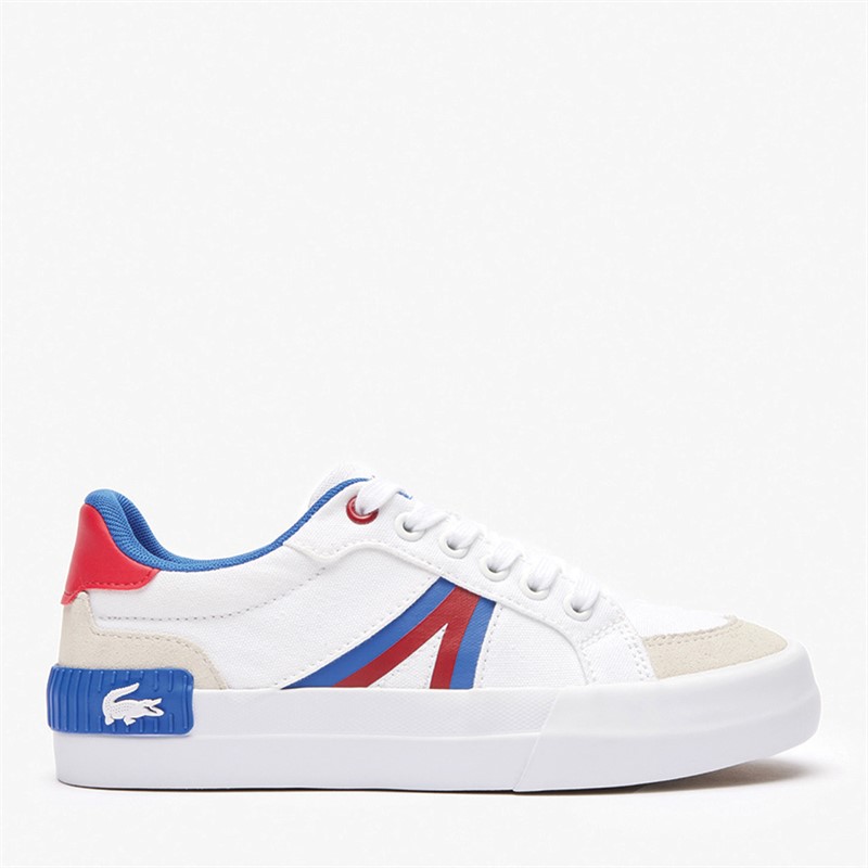 Lacoste Junior L004 Trainers White/Red/Blue