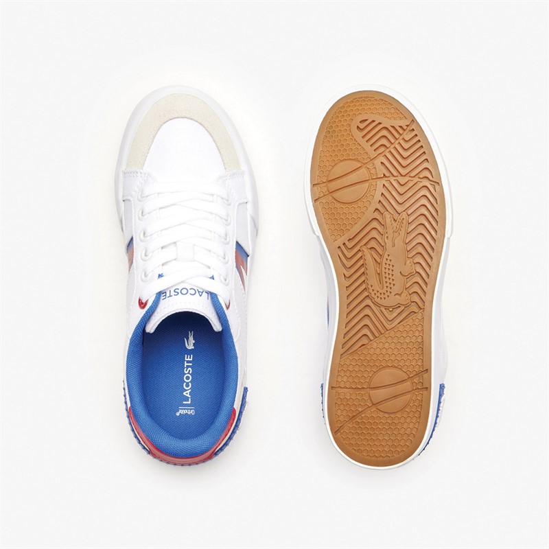 Lacoste Junior L004 Trainers White/Red/Blue