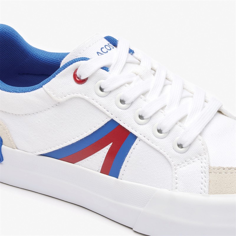 Lacoste Junior L004 Trainers White/Red/Blue