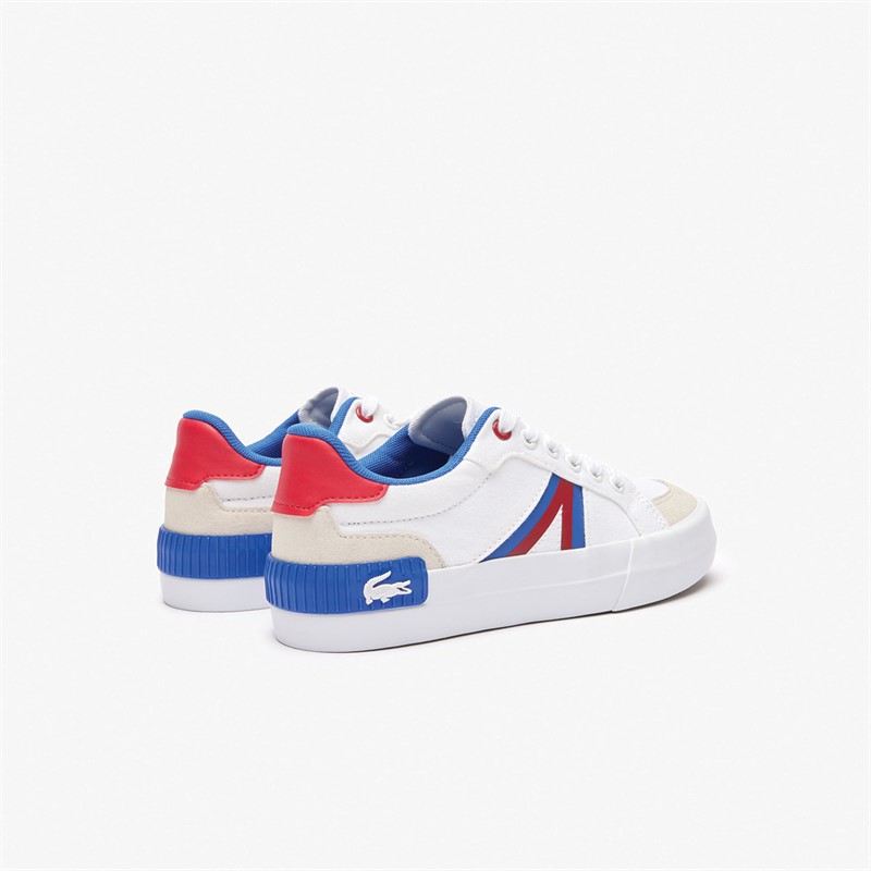 Lacoste Junior L004 Trainers White/Red/Blue