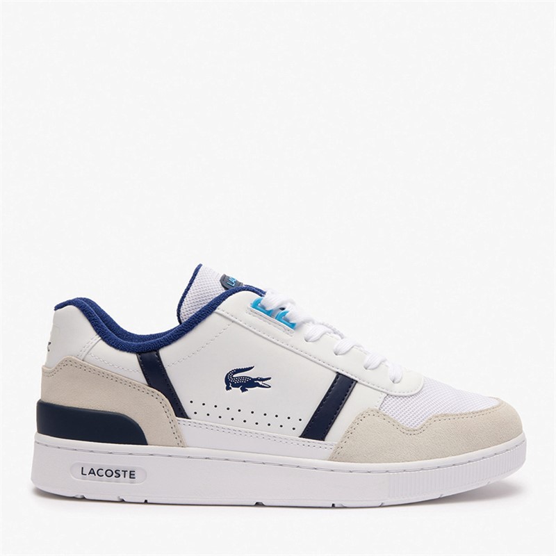Lacoste Mens T-Clip Trainers White/Blue