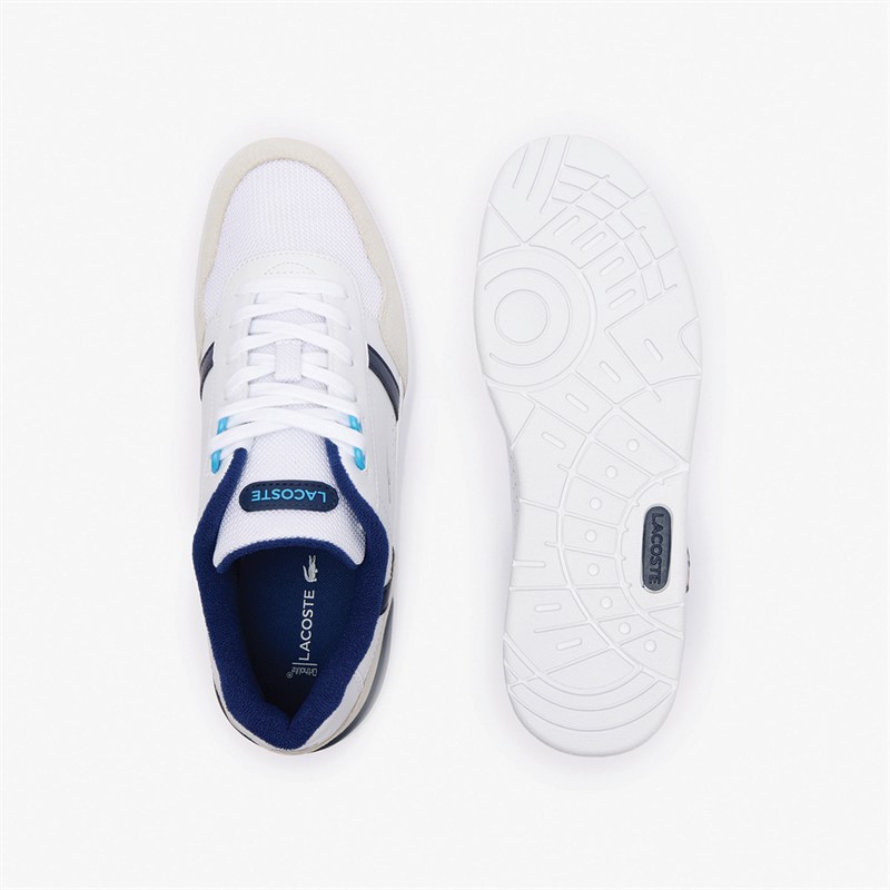 Lacoste Mens T-Clip Trainers White/Blue