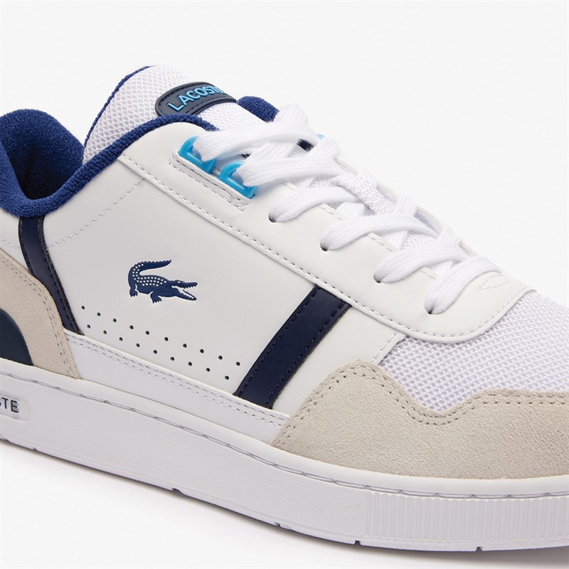 Lacoste Mens T-Clip Trainers White/Blue