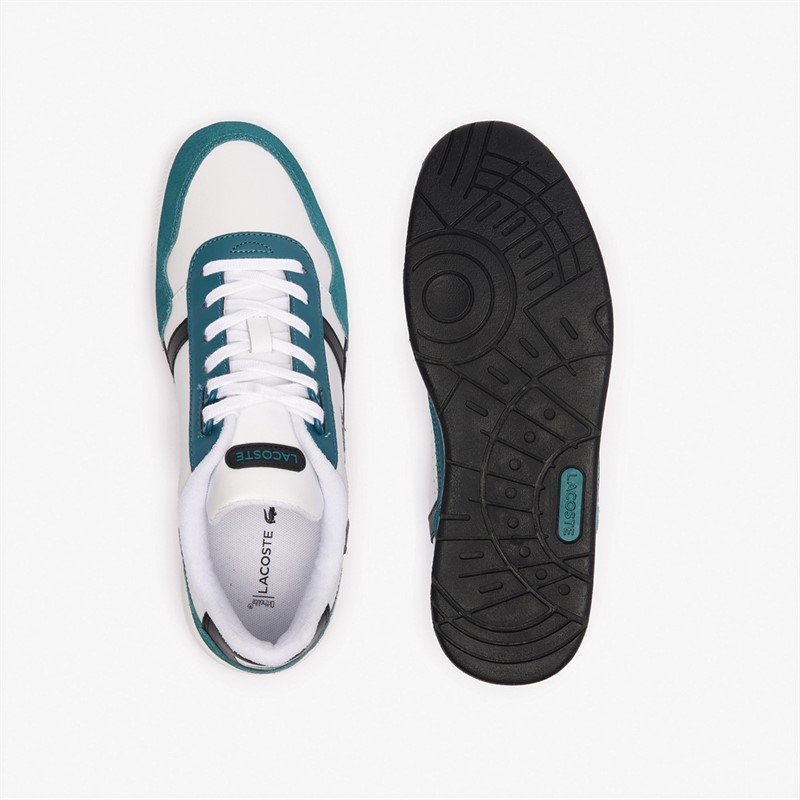 Lacoste Mens T-Clip Trainers White/Dark Green