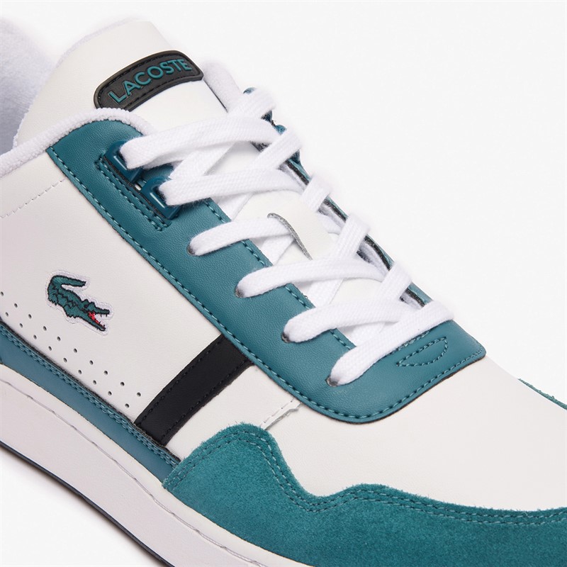 Lacoste Mens T-Clip Trainers White/Dark Green