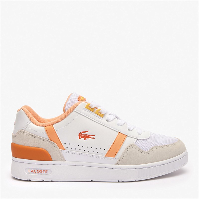 Lacoste Womens T-Clip Trainers White/Light Orange