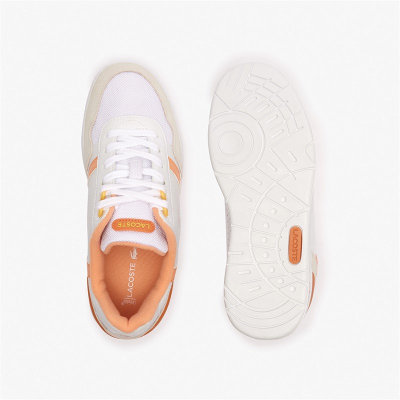 Lacoste Womens T-Clip Trainers White/Light Orange