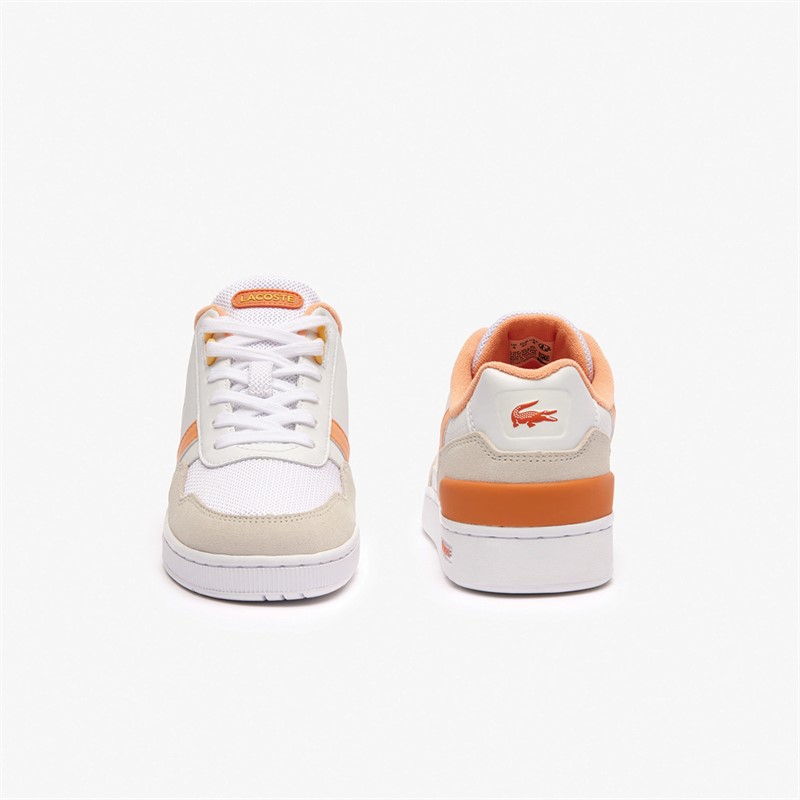 Lacoste Womens T-Clip Trainers White/Light Orange