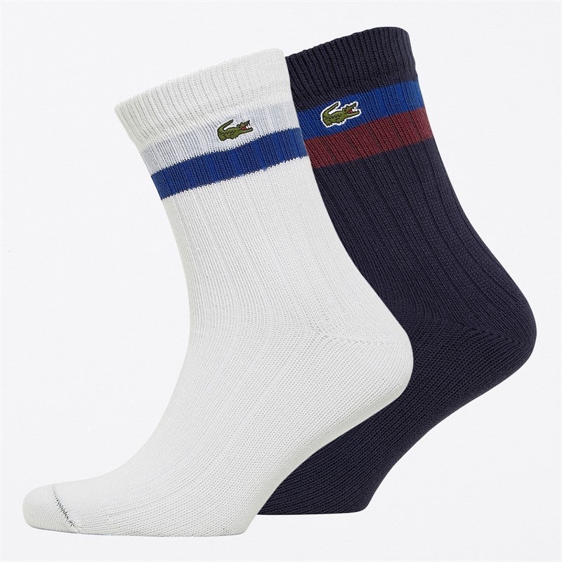 Lacoste Mens Two Pack Socks White/Navy