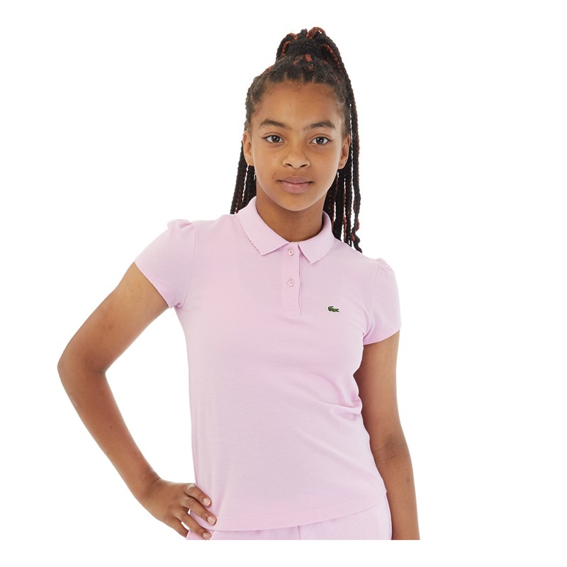 Lacoste Girls Short Sleeved Ribbed Polo Shirt Gelato