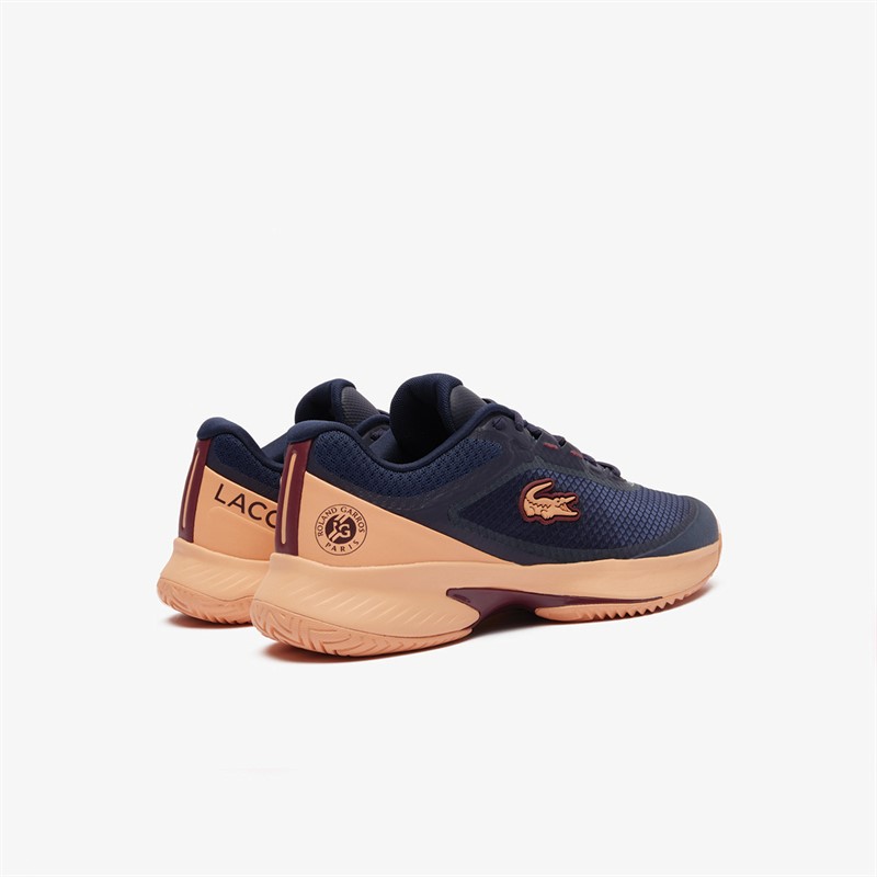 Lacoste Womens Tech Point Roland Garros Tennis Shoes Navy/Light Orange