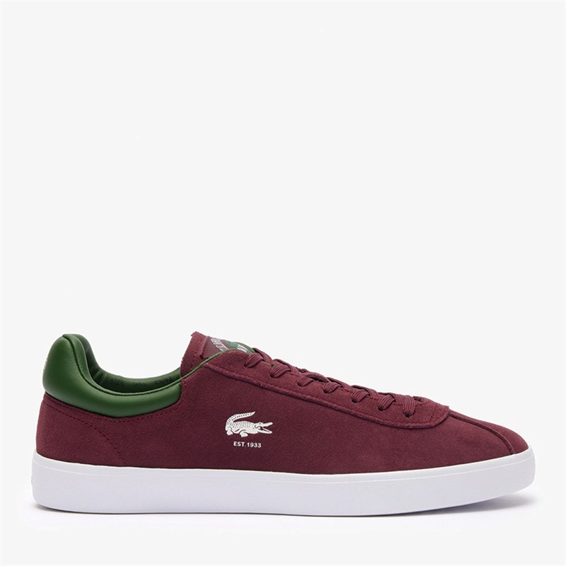 Lacoste Mens Baseshot Roland Garros Trainers Dark Burgundy/Green