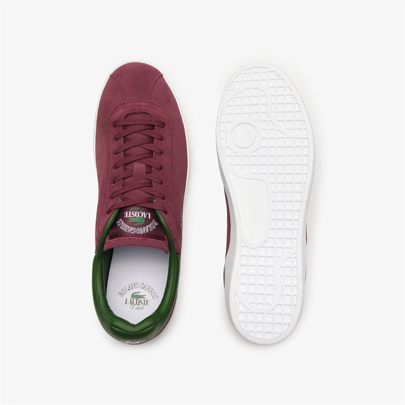 Lacoste Mens Baseshot Roland Garros Trainers Dark Burgundy/Green