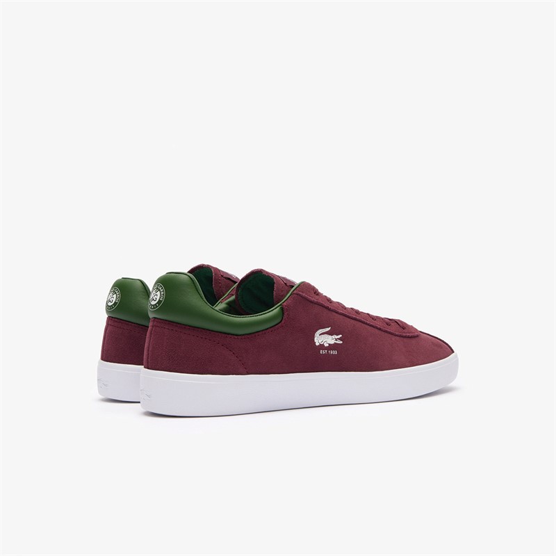 Lacoste Mens Baseshot Roland Garros Trainers Dark Burgundy/Green