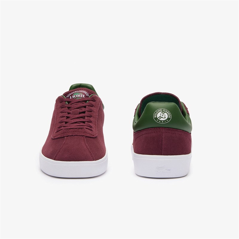 Lacoste Mens Baseshot Roland Garros Trainers Dark Burgundy/Green