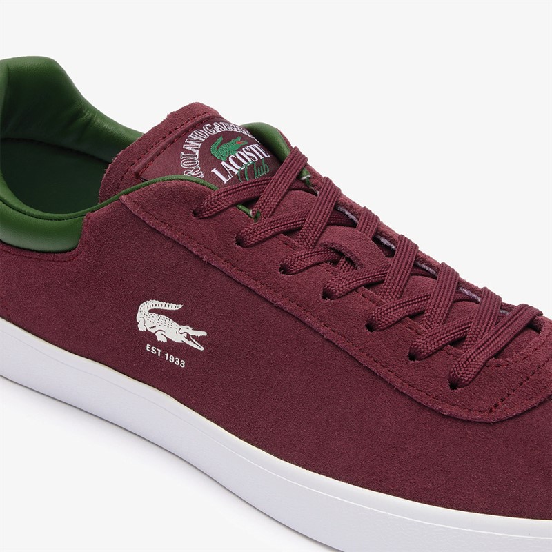 Lacoste Mens Baseshot Roland Garros Trainers Dark Burgundy/Green