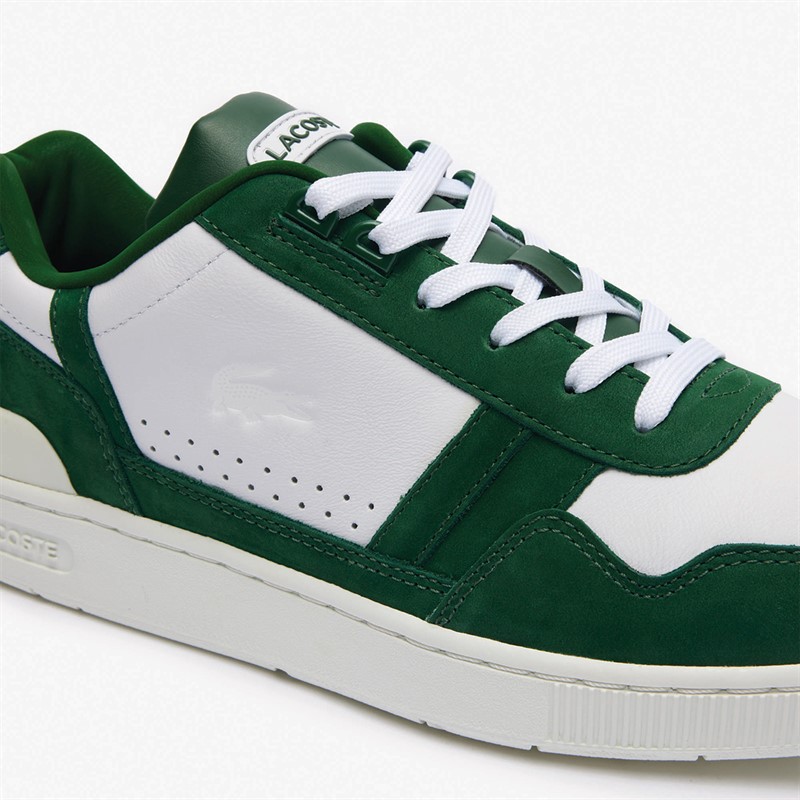 Lacoste Mens T-Clip Trainers White/Dark Green