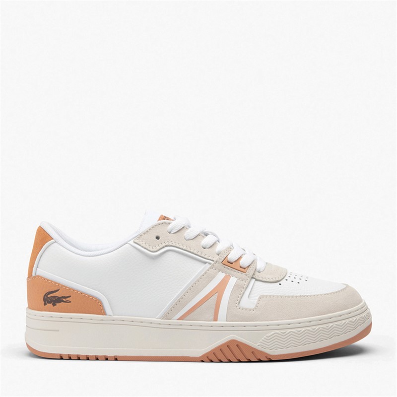 Lacoste Mens L001 Trainers White/Light Brown