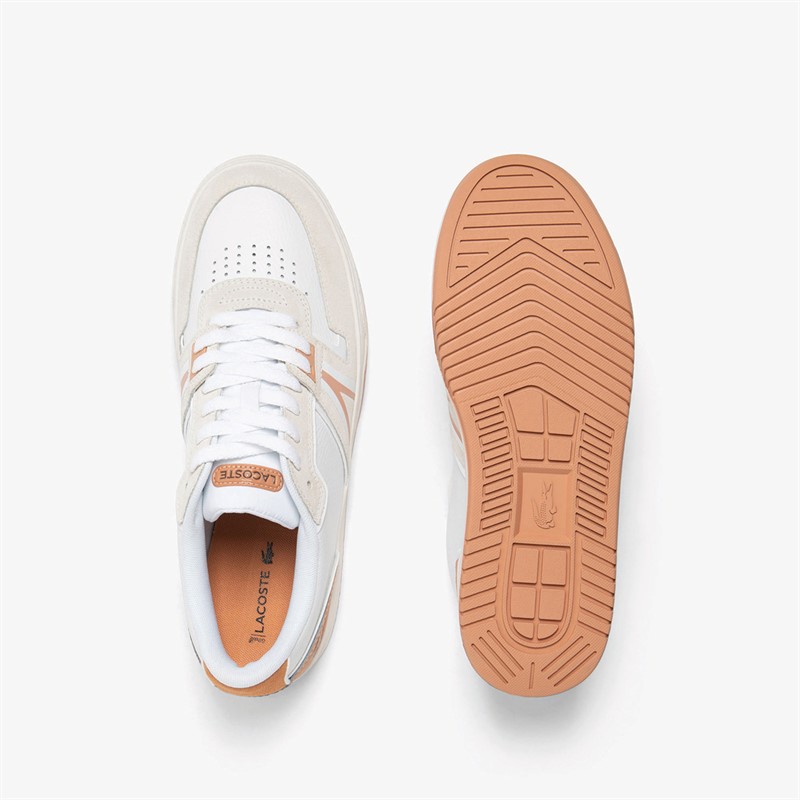 Lacoste Mens L001 Trainers White/Light Brown