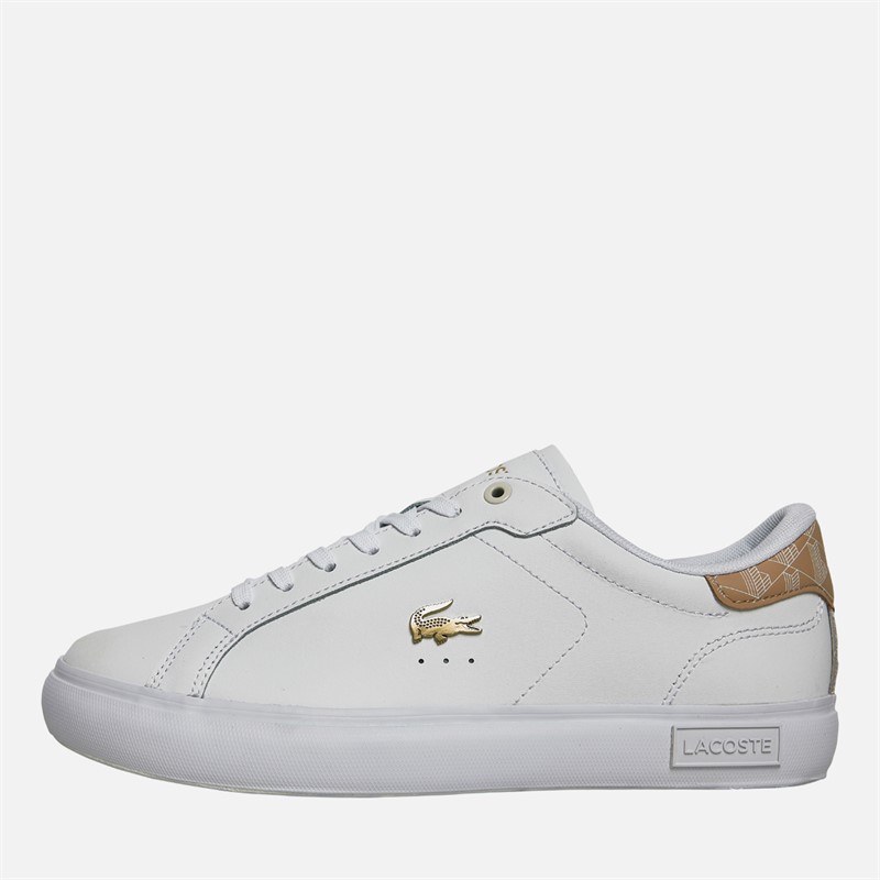 Lacoste Womens Powercourt Trainers White/Light Brown