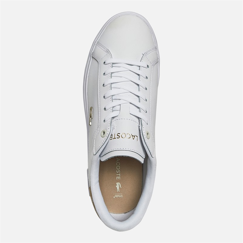 Lacoste Womens Powercourt Trainers White/Light Brown