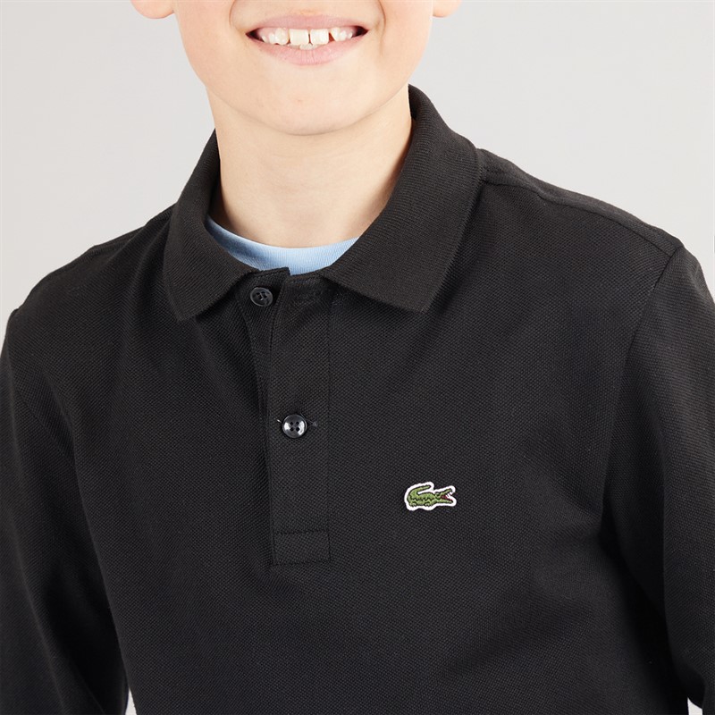 Lacoste Boys Long Sleeve Polo Black