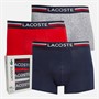 Lacoste Mens Three Pack Boxer Trunks Navy Blue/Silver Chine-Re