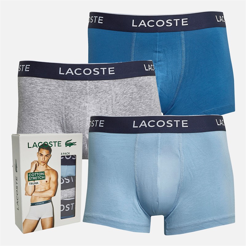 Lacoste Mens Three Pack Trunks Vaporous/Overview-Silver