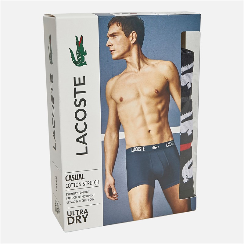 Lacoste Mens Three Pack Trunks Black/Font-Red