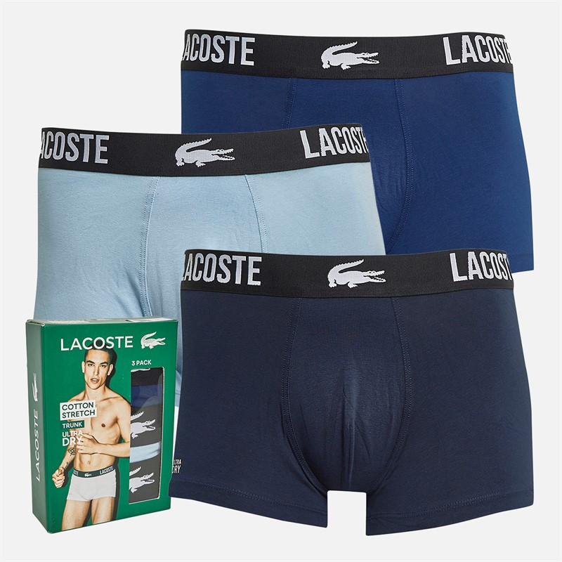 Lacoste Mens Three Pack Trunks Navy Blue/Methylene-Creek