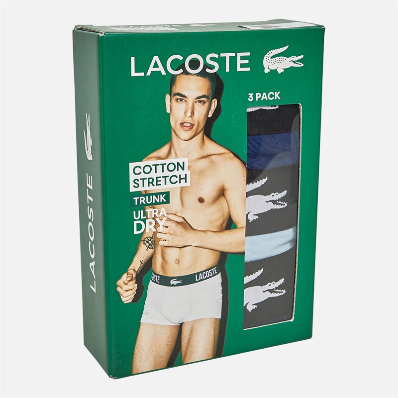 Lacoste Mens Three Pack Trunks Navy Blue/Methylene-Creek
