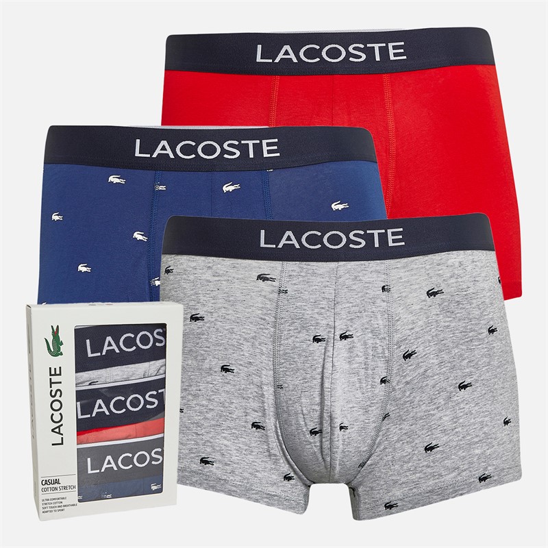 Lacoste Mens Three Pack Boxers Methylene/Silver Chine-Re