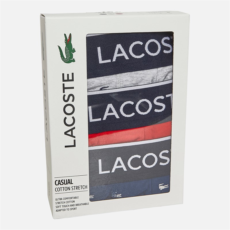 Lacoste Mens Three Pack Boxers Methylene/Silver Chine-Re