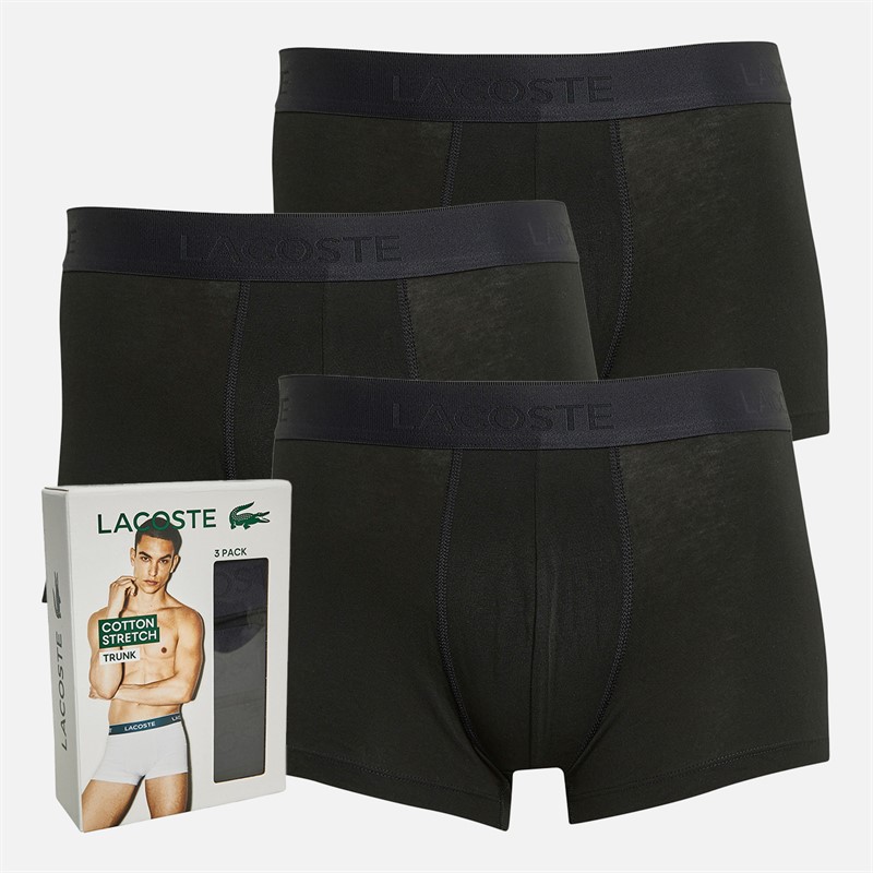 Lacoste Mens Three Pack Trunks Black