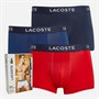 Lacoste Mens Three Pack Trunks Navy Blue/Red-Methylene
