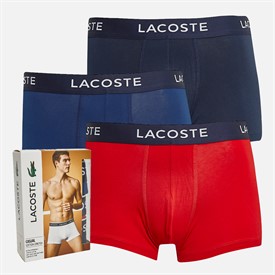 LacosteMensThreePackBoxerTrunksNavyBlue/Red-Methylene