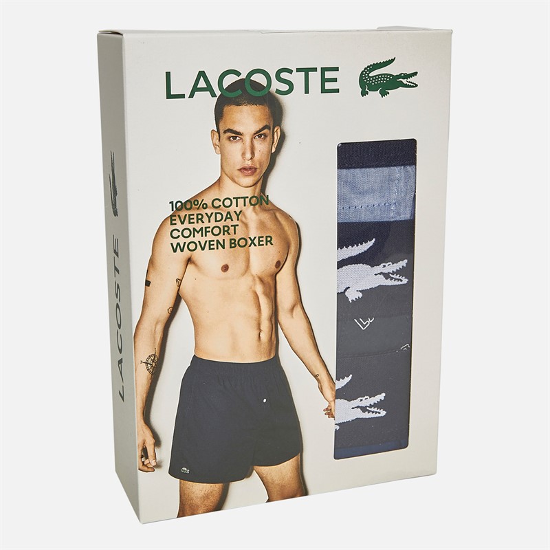 Lacoste Mens Three Pack Boxers Navy Blue/Methylene-Tropi