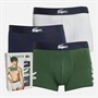 Lacoste Mens Three Pack Trunks Thyme/Navy Blue-White