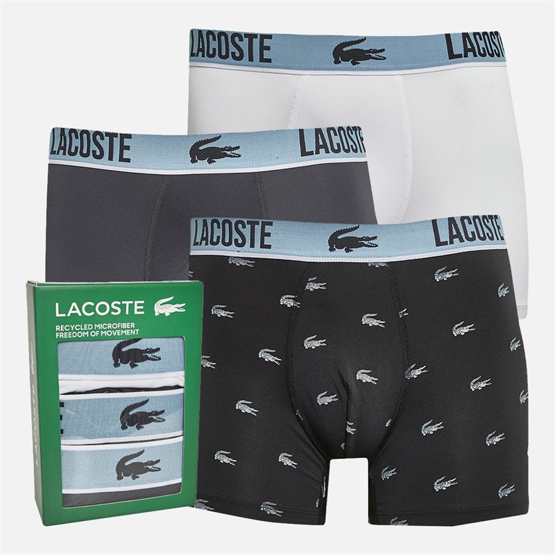 Lacoste Mens Three Pack Boxers Black/Graphite-White