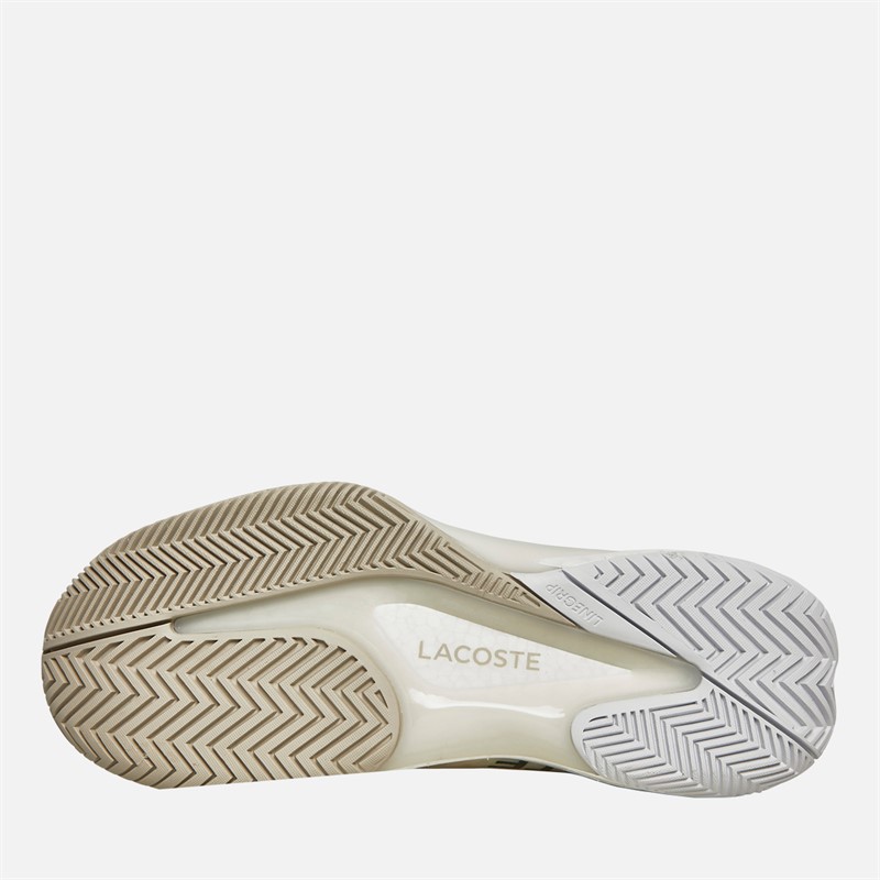 Lacoste Womens AG-LT23 Lite All Court Tennis Shoes Off White/Light Yellow