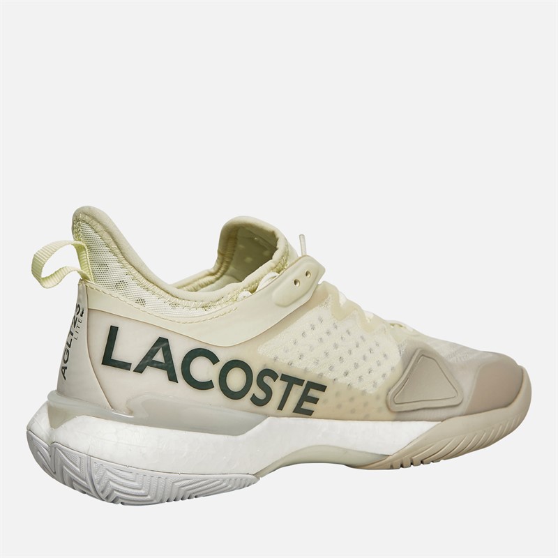 Lacoste Womens AG-LT23 Lite All Court Tennis Shoes Off White/Light Yellow