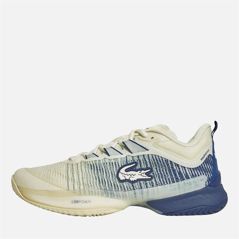 Lacoste Mens AG-LT23 Ultra All Court Tennis Shoes Light Yellow/Navy